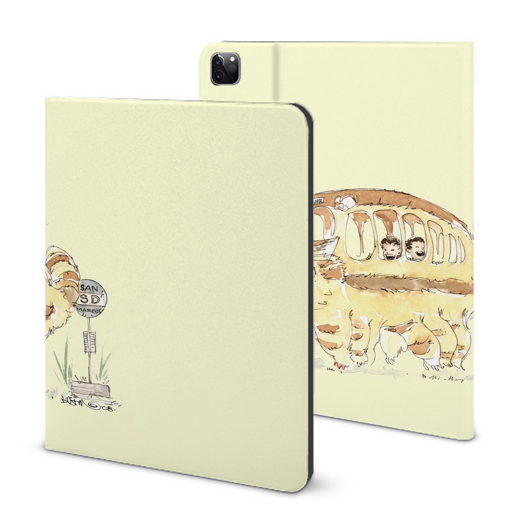 （画像用） となりのトトロ 草壁メイ 草壁サツキ My Neighbor Totoro Satsuki Kusakabe Mei Kusakabe IPad ケース ブック型 PUレザー TPU 耐衝撃 軽量 薄型 ペン収納なし 全面保護 IPad 各モデル対応